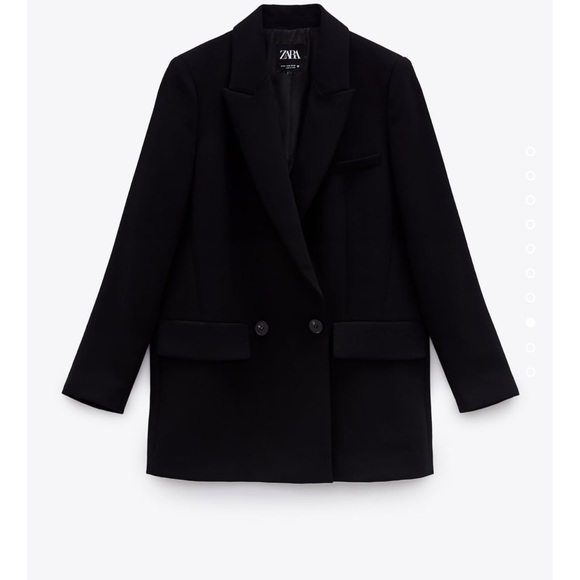 Zara Women Flowy Buttoned Blazer Black Size Xs NWT - Picture 3 of 6